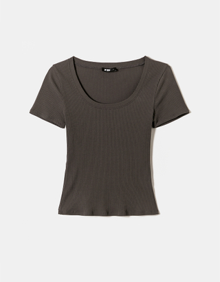 TALLY WEiJL, Graues Basic Regular Fit T-Shirt for Women