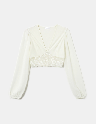 TALLY WEiJL, White Blouse With Lace Detail for Women
