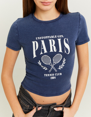 TALLY WEiJL, T-shirt court imprimé bleu for Women