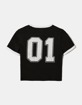 TALLY WEiJL, Black T-shirt with varsity Print for Women