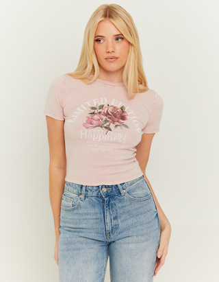 TALLY WEiJL, T-shirt imprimé rose delavé for Women