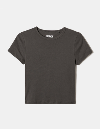 TALLY WEiJL, T-shirt Basic Ριμπ Γκρι for Women