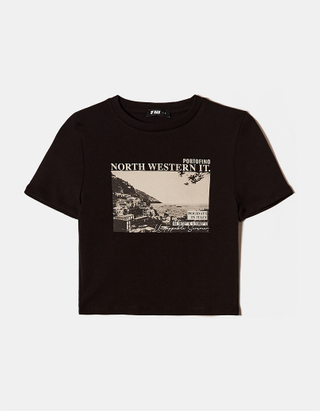 TALLY WEiJL, T-Shirt Noir Imprimé for Women