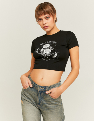 TALLY WEiJL, Black Fitted Printed T-shirt for Women