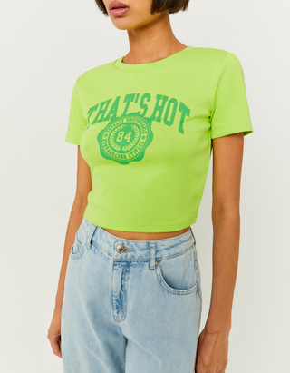 Πράσινο Cropped T-Shirt με στάμπα