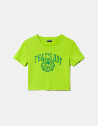 Πράσινο Cropped T-Shirt με στάμπα