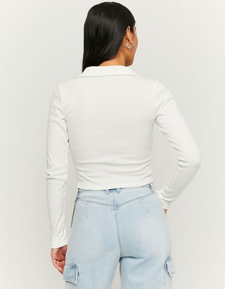 TALLY WEiJL, White Zip Up Cropped Top for Women