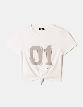 TALLY WEiJL, Weisses Print T-Shirt mit Knoten for Women