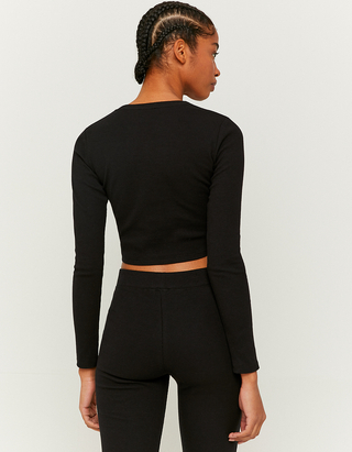 Black Long Sleeves Crop Top | TALLY 
