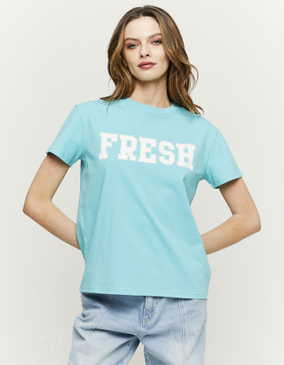 TALLY WEiJL, Niebieski t-shirt oversize z nadrukiem for Women