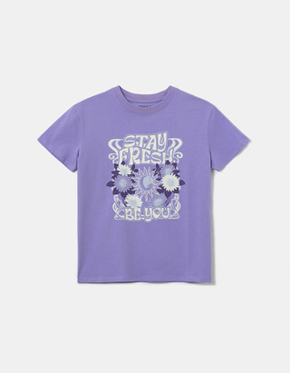 TALLY WEiJL, Violettes Bedrucktes T-Shirt for Women