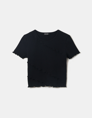 Μαύρο Cropped Basic T-Shirt