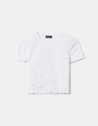 Λευκό Cropped Basic T-Shirt
