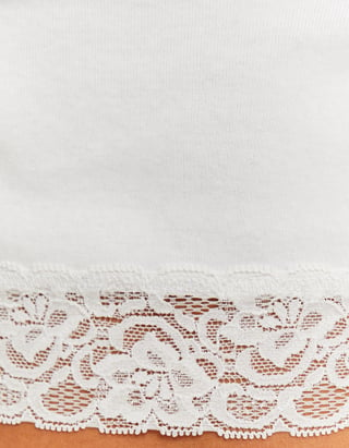 TALLY WEiJL, T-shirt basique court blanc avec détail en dentelle for Women