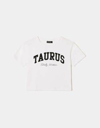 White " Taurus" Printed T-shirt