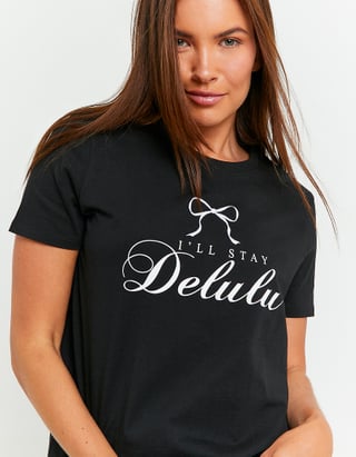 TALLY WEiJL, Black Oversize Printed T-shirt for Women