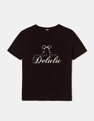 TALLY WEiJL, T-Shirt Oversize Noir Imprimé for Women