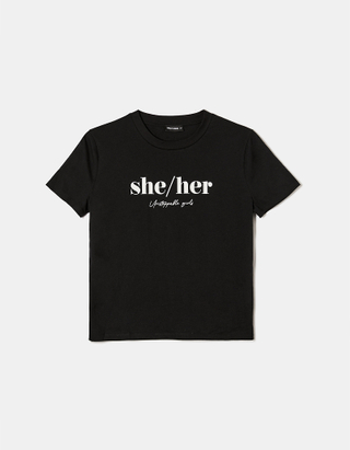 TALLY WEiJL, Schwarzes bedrucktes T-Shirt for Women
