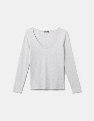 TALLY WEiJL, Top Manches Longues Basic Gris for Women