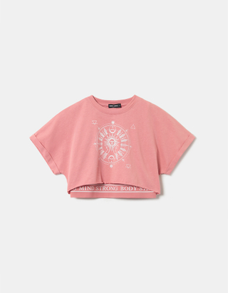 Ροζ Cropped printed T-shirt