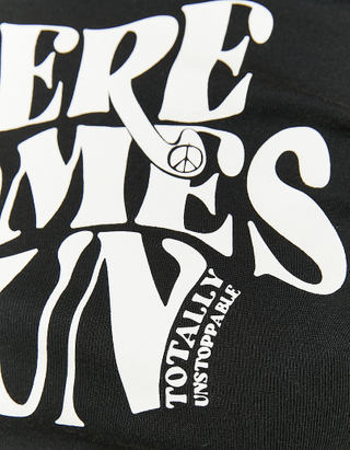 TALLY WEiJL, Schwarzes Bedrucktes geripptes T-Shirt for Women