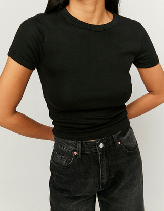 TALLY WEiJL, Μαύρο κοντομάνικο Basic T-Shirt for Women