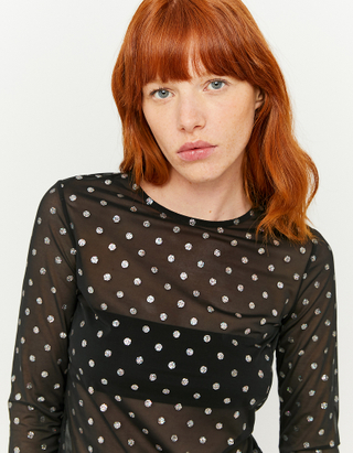 Black Top with Glittered Dots