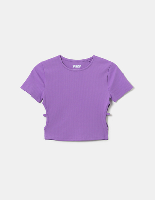 TALLY WEiJL, Top Corto Viola con  Cut Out Laterali for Women
