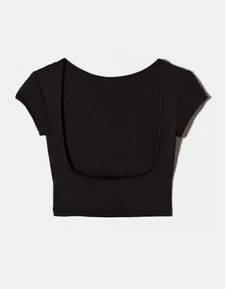 TALLY WEiJL, Black Basic Top with Back Opening for Women