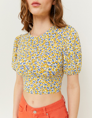 Puffed Sleeves Floral Top