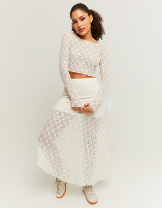 TALLY WEiJL, White Cropped Top in Lace for Women