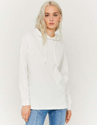 TALLY WEiJL, Top con Cappuccio Oversize Bianco for Women