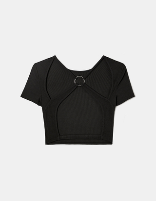 TALLY WEiJL, Black  Cropped  Cut out Top for Women