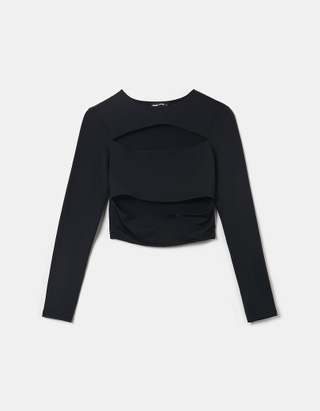 TALLY WEiJL, Black  Long Sleeves Cut out  Top for Women