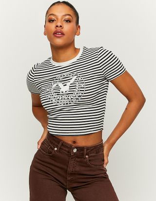 TALLY WEiJL, Cropped Printed Short Sleeves T-shirt for Women