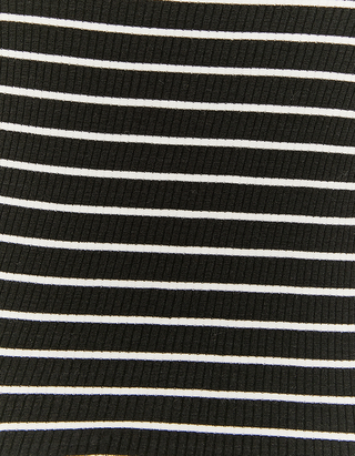 Black Striped Long Sleeves Top