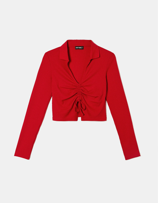 TALLY WEiJL, Camicia Corta Arricciata Rossa for Women