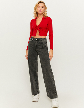 TALLY WEiJL, Red  Cropped Ruched Top for Women