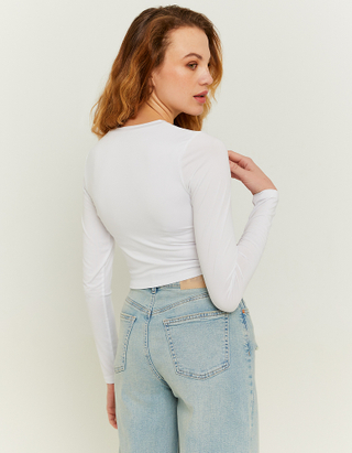 TALLY WEiJL, White Heart Cut out Cropped Top for Women