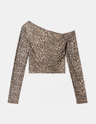 TALLY WEiJL, Animal Print Mesh Cropped Top for Women