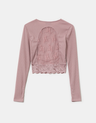 TALLY WEiJL, Lace Long Sleeves Crop Top for Women