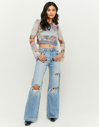 TALLY WEiJL, Mesh Printed Cropped Top for Women