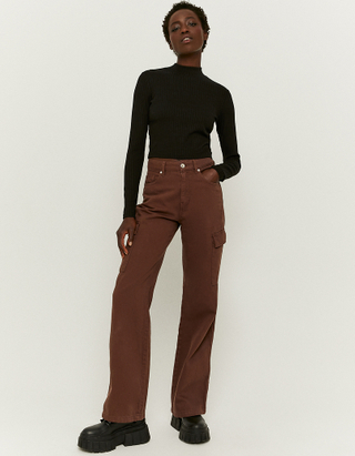 Black Cropped Roll neck Top