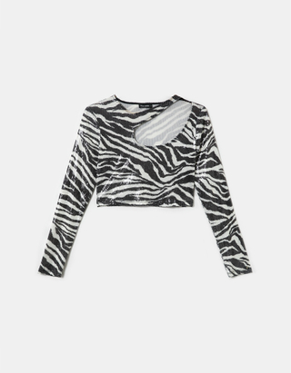 Animal Print Cut Out Cropped Top