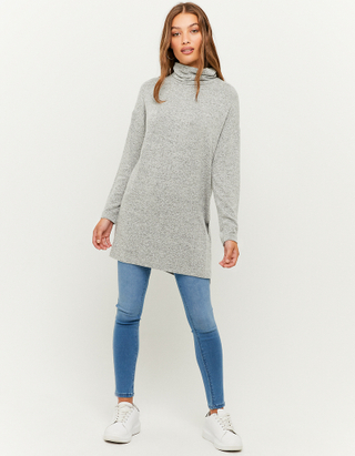 TALLY WEiJL, Pull Oversize Col Roulé Gris for Women