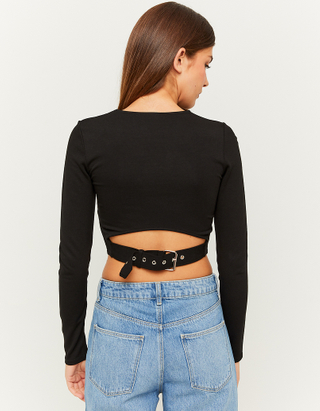 TALLY WEiJL, Black Top With Back Belt for Women