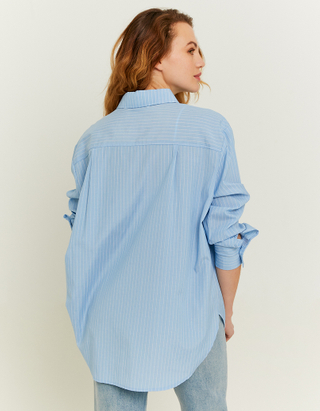 TALLY WEiJL, Light Blue Oversize Shirt with White Stripes for Women