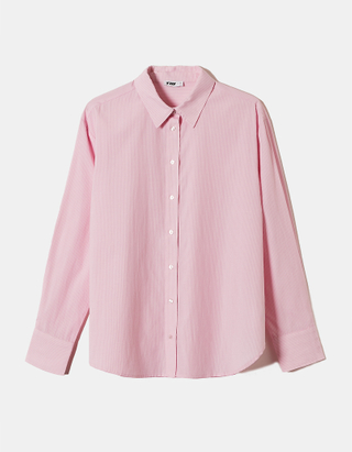 TALLY WEiJL, Pink Oversize Shirt with White Stripes for Women