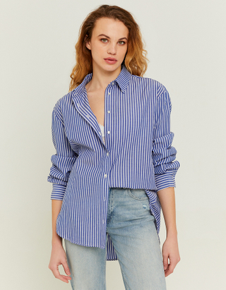 TALLY WEiJL, Blue Oversize Shirt with White Stripes for Women