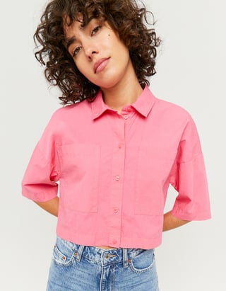Chest Pockets Cropped Shirt